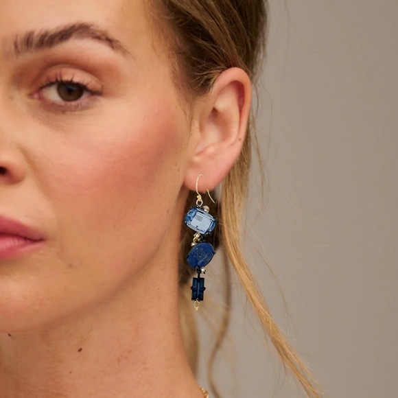 ALEXIS BITTAR • Elements Lapis Lazuli  Labradorite Linear Spiky Drop Earrings - Picture 2 of 3